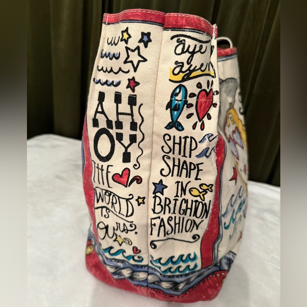 Brighton Stowaway Seas The Day Sailor Canvas  Tote 14.5" x 15.5" x 8" - Picture 5 of 7